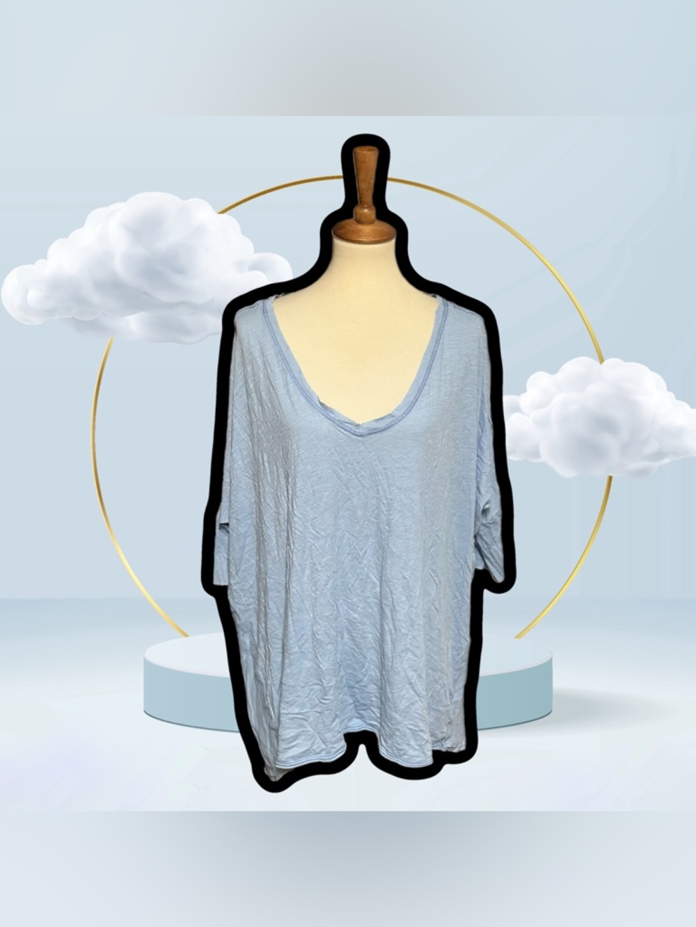 🌈 Free People Light Blue Oversized Tee